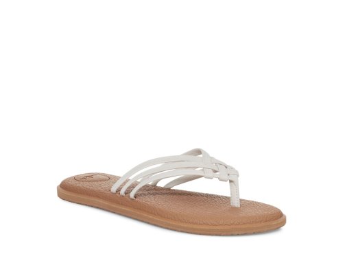 Tong Sanuk Yoga Salty Femme - Blanche / Marron ANPIKD921